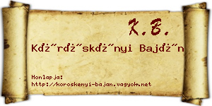 Köröskényi Baján névjegykártya